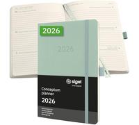 SIGEL C2638 Agenda semainier 2026, A5, couverture souple | Calendrier, Planificateur, Agenda hebdomadaire, Organisateur, Journal | vert - Conceptum