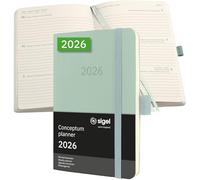 SIGEL C2639 Agenda semainier 2026, A6, couverture souple | Calendrier, Planificateur, Agenda hebdomadaire, Organisateur, Journal | vert - Conceptum