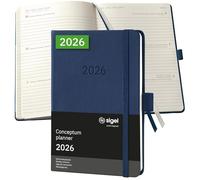 SIGEL C2663 Agenda semainier 2026, A6, couverture rigide | Calendrier, Planificateur, Agenda hebdomadaire, Organisateur, Journal | bleu foncé - Conceptum