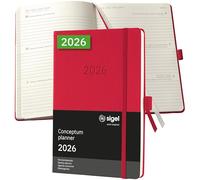 SIGEL C2664 Agenda semainier 2026, A5, couverture rigide | Calendrier, Planificateur, Agenda hebdomadaire, Organisateur, Journal | rouge - Conceptum