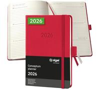 SIGEL C2665 Agenda semainier 2026, A6, couverture rigide | Calendrier, Planificateur, Agenda hebdomadaire, Organisateur, Journal | rouge - Conceptum