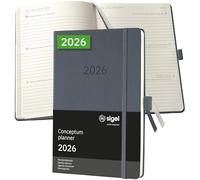 SIGEL C2666 Agenda semainier 2026, A5, couverture rigide | Calendrier, Planificateur, Agenda hebdomadaire, Organisateur, Journal | gris foncé - Conceptum