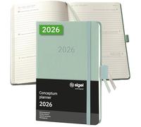 SIGEL C2673 Agenda semainier 2026, A6, couverture rigide | Calendrier, Planificateur, Agenda hebdomadaire, Organisateur, Journal | vert - Conceptum