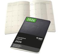 SIGEL C2685 Agenda cahier mensuel 2026, A6, couverture souple | Calendrier, Planificateur, Organisateur, Journal | noir - Conceptum