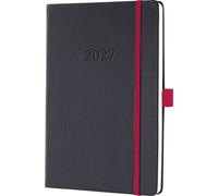 Sigel Agenda semainier Conceptum 2027 A5 couverture rigide | C2708, noir et rouge, pour planification claire des rendez-vous, des tâches et des notes