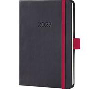 Sigel Agenda semainier Conceptum 2027 A6 couverture rigide | C2709, noir et rouge, pour planification claire des rendez-vous, des tâches et des notes
