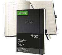 SIGEL C2718 Agenda semainier Conceptum 2027-1 an - A4+ - noir - disposition verticale - 2 pages = 1 semaine - couverture rigide - 80 g/m² - 192 p. - certification FSC