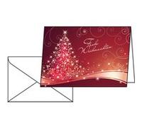 sigel Cartes de Noël DS019 - 25 cartes avec enveloppes, Sapin, 10,5×14,8 cm Rouge/Blanc/Doré/Argent