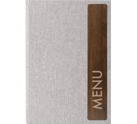 SIGEL SM223 Protège-menu - 1 pièces - fourni avec 2 pochettes transparentes 4 vues pour 8 feuilles - reliure à cordon élastique - A5 - gris clair/brun