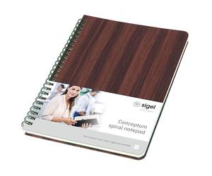 SIGEL CO675 Bloc à spirales Conceptum, Nature Edition, veines du bois, pointillés (réglure dot), environ A5, brun, couverture rigide, 160 pages, certification FSC