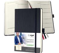 SIGEL CO705 Agenda journalier Conceptum (FR) - non daté - env. A5 - noir - couverture rigide - 365 jours, 1 page = 1 jour (sam/dim = 1 page) - 400 p. - PEFC