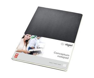 SIGEL Co801 Bloc Notes, env. A4 21,1 X 29,7 cm, Ligné, Couverture Rigide, Noir, Conceptum