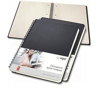 SIGEL Co822 Lot de 3 Blocs à Spirales, env. A5 17,4 X 21 cm, Petits Carreaux, Couverture Rigide, Noir, Conceptum
