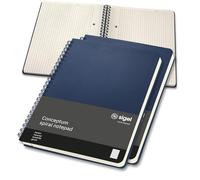 Sigel CO826 Lot de 3 Blocs à spirales Conceptum, midnight blue, couverture rigide | Idéal comme journal intime, bullet journal, livre d'idées, cahier d'écriture | A5, à carreaux