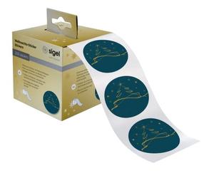 SIGEL Cs124 Stickers de Noël en Rouleau, 200 Sticker, 4,7 X 4,7 cm, "Christmas Tree", Bleu Pétrole, Jaune