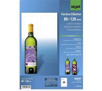 Sigel DE160 Etiquette pour bouteilles 80 x 120 mm papier blanc 20 pc(s) fixation permanente impriman