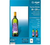 SIGEL DE160 InkJet Étiquettes de bouteilles à personnaliser, 80 x 120 mm, extra-blanches, 20 étiquettes