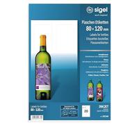 Sigel Étiquettes pour bouteilles de160 – Lot de 20 autocollantes personnalisables 8 x 12 cm