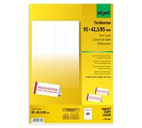 SIGEL Dp046 80 Cartes de Placement Prédécoupées, 9,5 X 4,25 cm, 185 G/M², Blanc