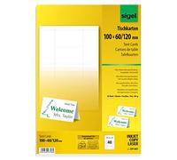 SIGEL Dp047 40 Cartes de Placement Prédécoupées, 10 X 6 cm, 185 G/M², Blanc
