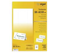 Sigel Cartes de placement prédécoupées Dp047 – 40 pièces – 10 x 6 cm – 185 g/m² – Blanc