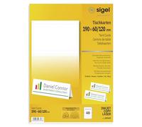 Sigel Cartes marque-place DP049 prédécoupées Blanc brillant 190 x 60 mm 185 g/m² 40 unités