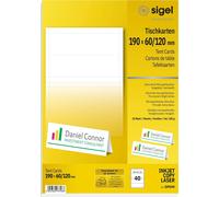SIGEL DP049 Cartes de table, extra-blanches, MP, 190x 60/120 mm (A4), 185 g, 40 cartes