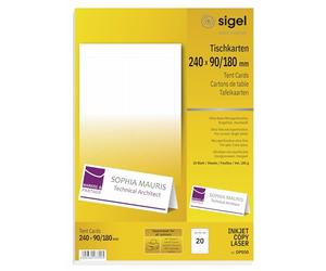 SIGEL Dp050 20 Cartes de Placement Prédécoupées, 24 X 9 cm, 185 G/M², Blanc