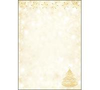 SIGEL Papier à lettre DP083 Graceful Christmas A4 90 g/m² sapin & étoiles jaune/doré 100 feuilles