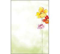 SIGEL DP123 Papier à lettres, 21 x 29,7 cm, 90g/m², Fleurs de printemps, jaune, rouge, vert et rose, 50 feuilles