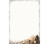 SIGEL DP450 Papier à motif de Noël "Beige Christmas Candle" - beige, marron, blanc - 90 g/m² - A4 - 25 feuilles