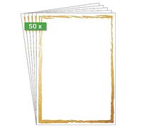SIGEL DP614 Papier à lettres / menu, A4, 200 g/m², imprimé recto/verso, pour toutes les imprimantes, blanc/cadre doré, 50 feuilles