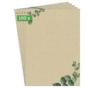 SIGEL DP615 Papier à lettres / menu, A4, 100 g/m², papier d'herbe, imprimé recto/verso, pour toutes les imprimantes, beige foncé/vert, 100 feuilles