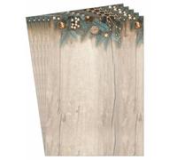 SIGEL DP664 Lot de 25 feuilles de papier à motif de Noël - Motif branches de sapin - Vert/doré/marron - 90 g/m² - Format A4