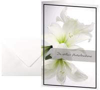 SIGEL DS006 Cartes de deuil (enveloppes blanches incluses), Amaryllis blanche, 115x170mm (230x170mm), 10 cartes