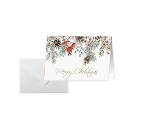 SIGEL DS085 Cartes de Noël "Red berries and pine cones", A6 horizontal, 25 cartes y compris enveloppes, facile à imprimer