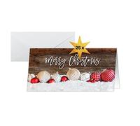 SIGEL DS090 Cartes de Noël "Red and white Christmas with dark wood", DL, 25 cartes y compris enveloppes, facile à imprimer