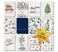 SIGEL DS701 Lot de 24 Cartes postales de Noël, 12 motifs, en carton blanc, avec insription, facile à imprimer