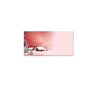 SIGEL DU033 Enveloppes motif village de Noël rouge, format DL (11 x 22 cm), 50 pièces