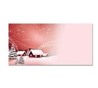 SIGEL DU033 Enveloppes motif village de Noël rouge, format DL (11 x 22 cm), 50 pièces
