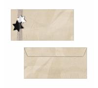 SIGEL Du079 Enveloppes Motif Étoiles de Noël, Beige, Format Dl (11 X 22 cm), 50 Pièces