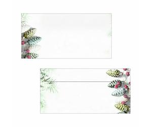 SIGEL Du177 Lot de 50 Enveloppes de Noël, 11 cm X 22 cm, 90Gsm, Motif Cônes de Sapin, Vert