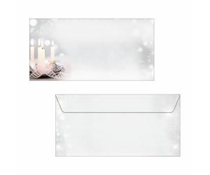 SIGEL Du178 Lot de 50 Enveloppes de Noël, 11 cm X 22 cm, 90Gsm, Motif Bougies, Blanc