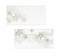 SIGEL DU250 Enveloppes motif étoiles de Noël, blanc/rouge, format DL (11 x 22 cm), 25 pièces