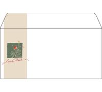 SIGEL DU256 Enveloppe de Noël "Christmas with apples" - blanc, beige, vert - gommée - DIN long - 50 pièces