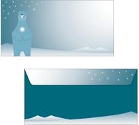 SIGEL DU259 Enveloppe de Noël "Polar bear with candle" - pétrole, blanc - gommée - DIN long - 25 pièces
