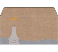 SIGEL DU260 Enveloppe de Noël "Polar bear with shooting star" - beige, blanc, jaune - gommée - DIN long - 25 pièces