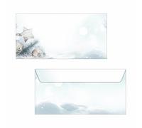 SIGEL DU312 Enveloppes motif étoiles de Noël, blanc/ver bleu, format DL (11 x 22 cm), 25 pièces