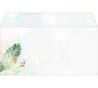 SIGEL DU481 Enveloppe de Noël "Christmas Forest Watercolor" - bleu, vert, or - gommée - DIN long - 50 enveloppes