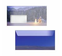 SIGEL DU645 Lot de 50 enveloppes de Noël gommées Motif forêt d'hiver Bleu Format DIN long